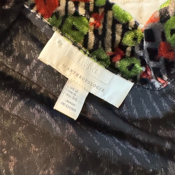 Ettitwa Anthropologie Velvet Floral Wrap Jacket Size 2 - Picture 7 of 7